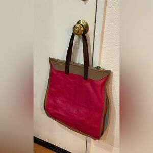 Maliparmi Vibrant Pink and Tan Tote Bag